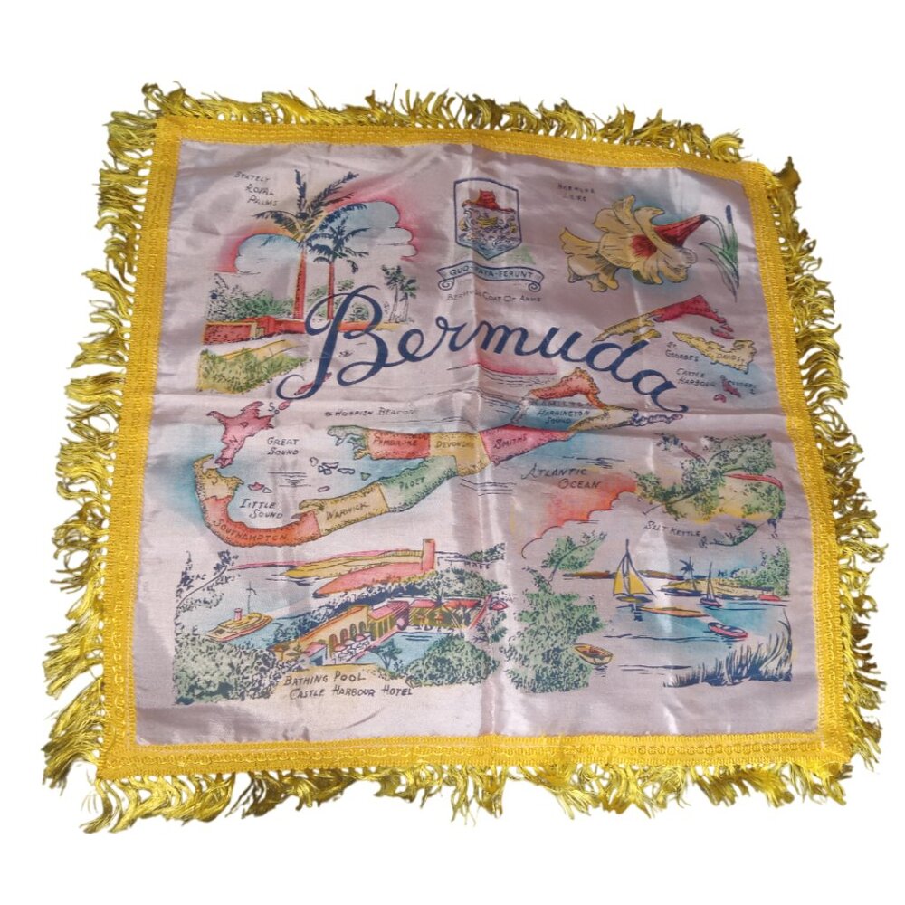 Vintage Bermuda Fringed Pillow Cover